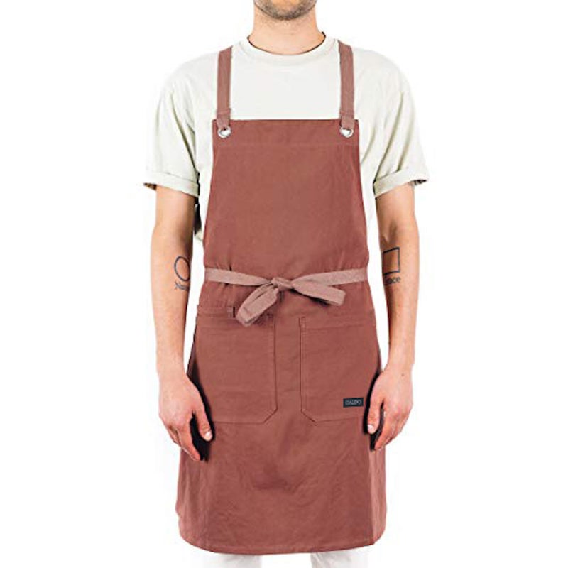 Caldo Crossback Kitchen Apron for Cooking - Mens and Womens Professional Chef or Server Bib Apron - Adjustable Crossback Style - Rustic- Midweight Cotton (Terracotta) - Image 4